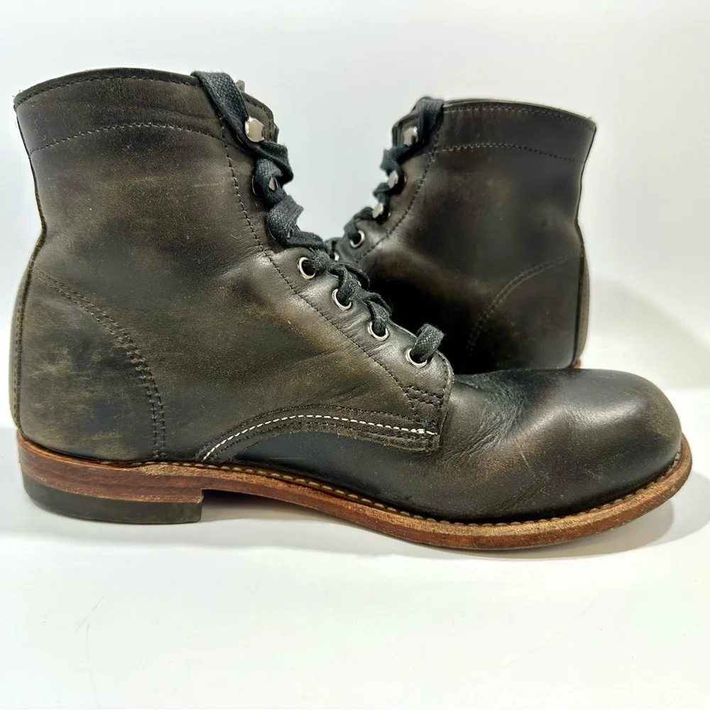 Wolverine 1000 Mile Plain Toe Classic Black Leather Boots Mens Sz 7.5 D W05300